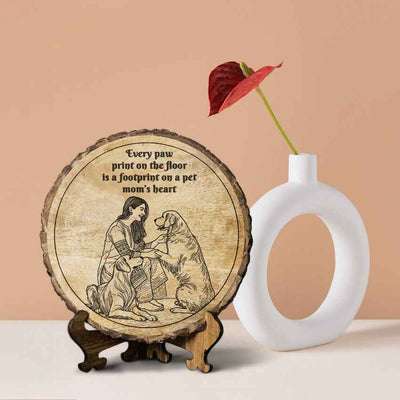 Grainiac Handcrafted Mango Wood Brown Plaque with Stand Gift Set | 8 inches