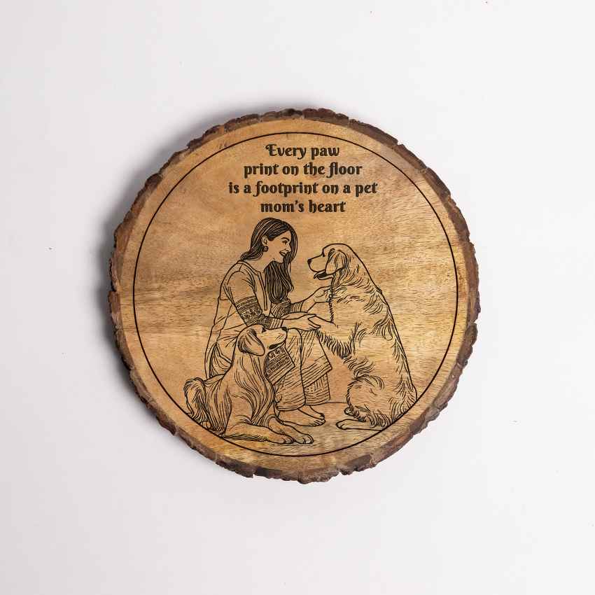 Grainiac Handcrafted Mango Wood Brown Plaque with Stand Gift Set | 8 inches