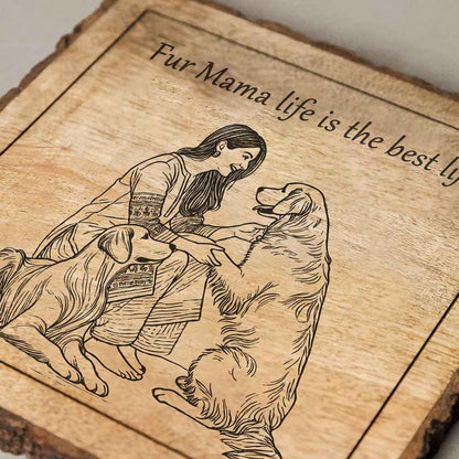 Wovenhug Handcrafted Mango Wood Brown Plaque with Stand Gift Set | 8 x 8 inches
