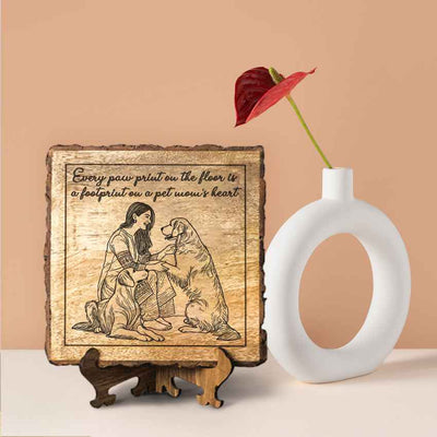 Rootkraft Handcrafted Mango Wood Brown Plaque with Stand Gift Set | 8 x 8 inches