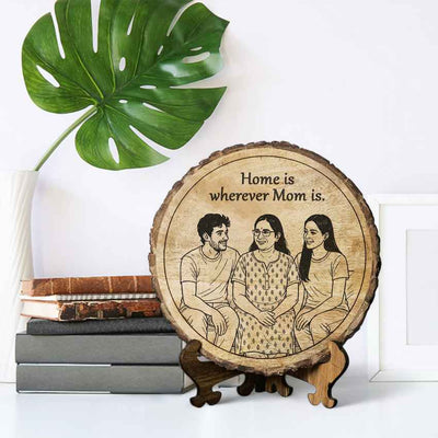 Treemotion Handcrafted Mango Wood Brown Plaque with Stand Gift Set | 8 inches