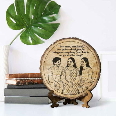 Mamatree Handcrafted Mango Wood Brown Plaque with Stand Gift Set | 8 inches