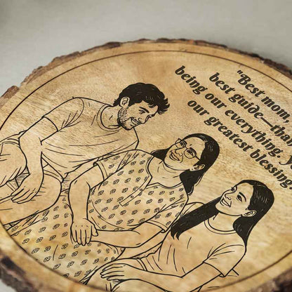 Mamatree Handcrafted Mango Wood Brown Plaque with Stand Gift Set | 8 inches