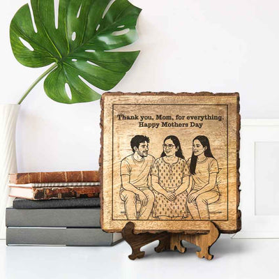 Lovebloom Handcrafted Mango Wood Brown Plaque with Stand Gift Set | 8 x 8 inches