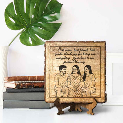 Heirplank Handcrafted Mango Wood Brown Plaque with Stand Gift Set | 8 x 8 inches