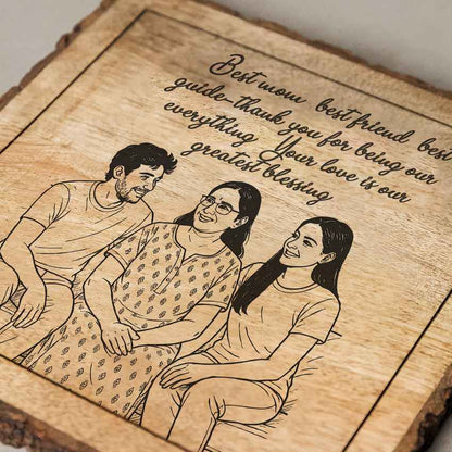 Heirplank Handcrafted Mango Wood Brown Plaque with Stand Gift Set | 8 x 8 inches