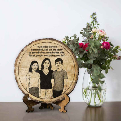 Gifthue Handcrafted Mango Wood Brown Plaque with Stand Gift Set | 8 inches