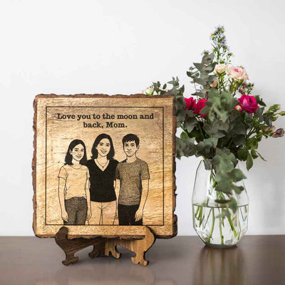 Momwoven Handcrafted Mango Wood Brown Plaque with Stand Gift Set | 8 x 8 inches