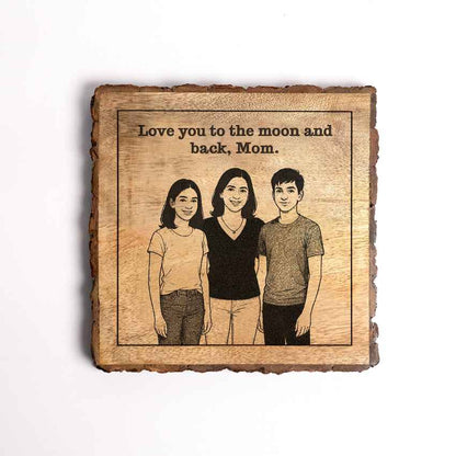 Momwoven Handcrafted Mango Wood Brown Plaque with Stand Gift Set | 8 x 8 inches