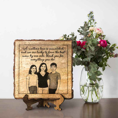 Naturema Handcrafted Mango Wood Brown Plaque with Stand Gift Set | 8 x 8 inches
