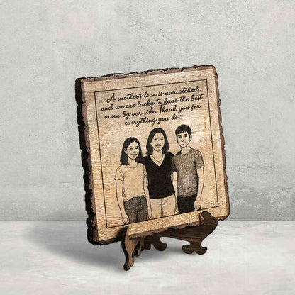 Naturema Handcrafted Mango Wood Brown Plaque with Stand Gift Set | 8 x 8 inches