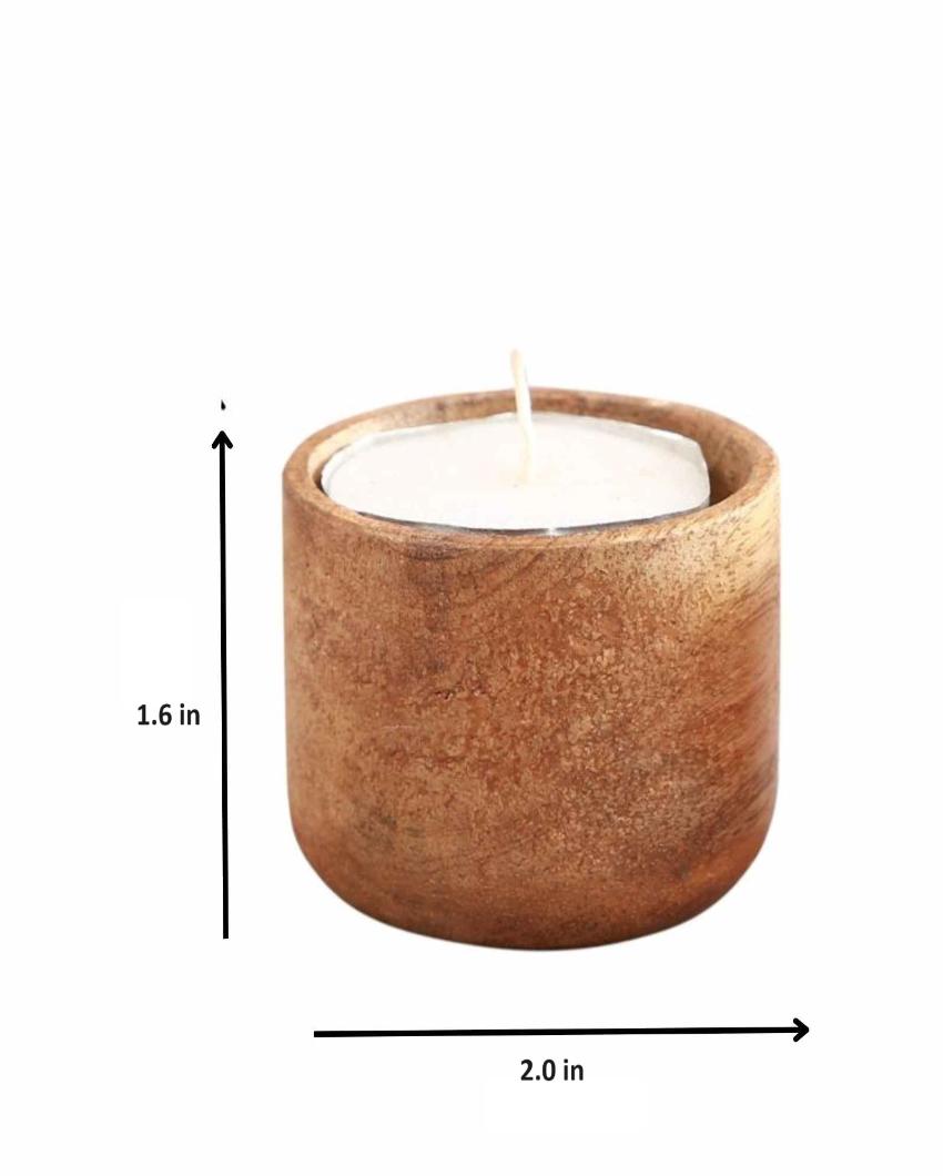 Aachman Wood Sphere Tea Light Candle Holders | Set Of 2