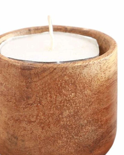 Aachman Wood Sphere Tea Light Candle Holders | Set Of 2