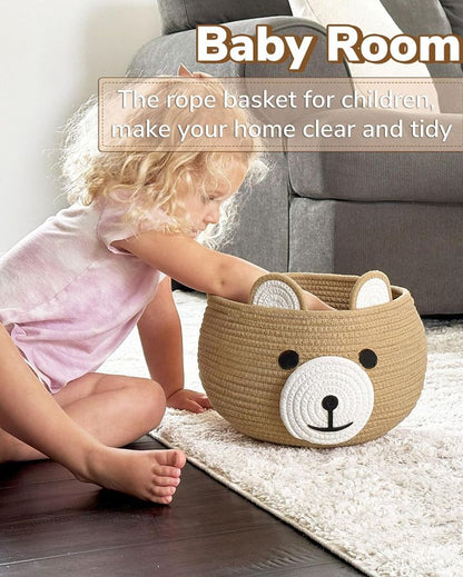 Bear Cute Cotton Rope Storage Basket | Multiple Colors | 9x7 inches