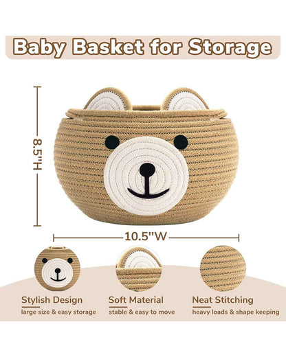 Bear Cute Cotton Rope Storage Basket | Multiple Colors | 9x7 inches