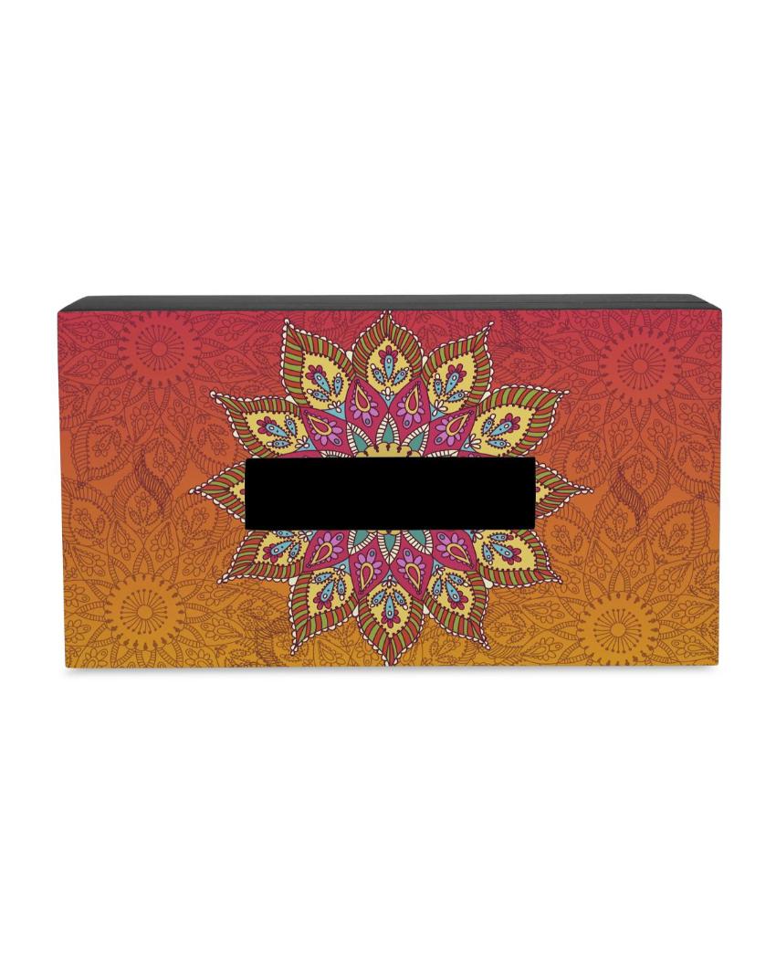 Elegant Mandala Design Multicolor Tissue Holder | 5 x 9 x 3 inches