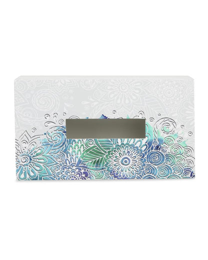 Creative Abstract Flowers Design White Tissue Holder | 5 x 9 x 3 inches