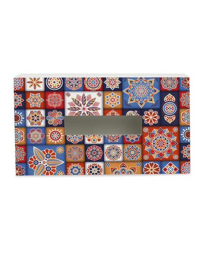 Charming Floral Tiles Design Multicolor Tissue Holder | 5 x 9 x 3 inches