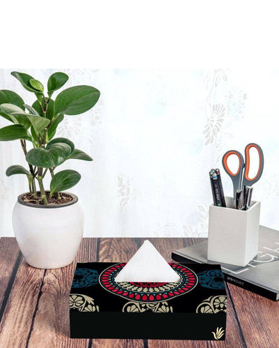 Classic Mandala Design Multicolor Tissue Holder | 5 x 9 x 3 inches