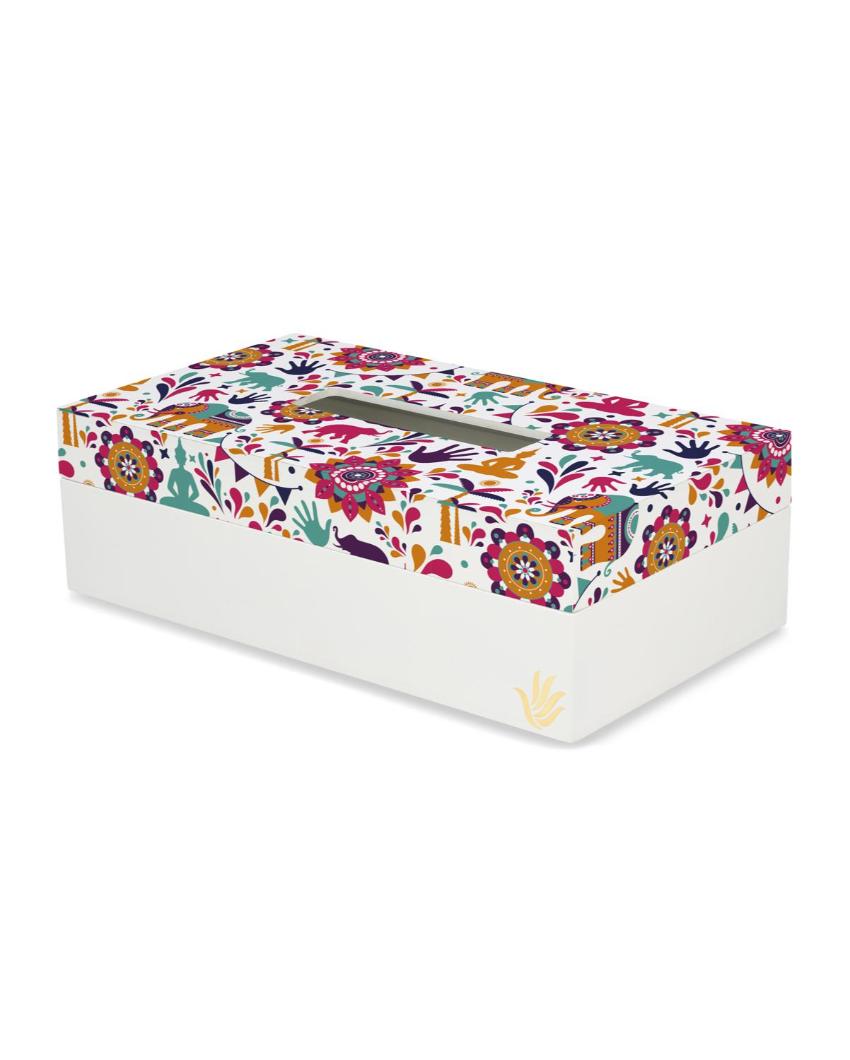 Traditional India Design Multicolor Tissue Holder | 5 x 9 x 3 inches