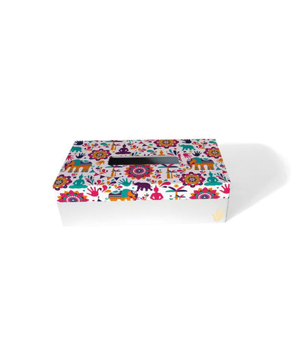 Traditional India Design Multicolor Tissue Holder | 5 x 9 x 3 inches