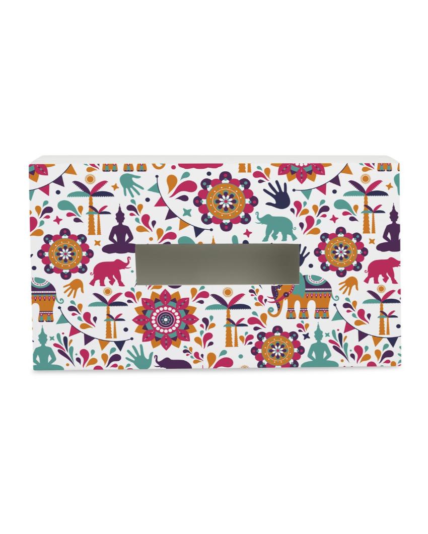 Traditional India Design Multicolor Tissue Holder | 5 x 9 x 3 inches