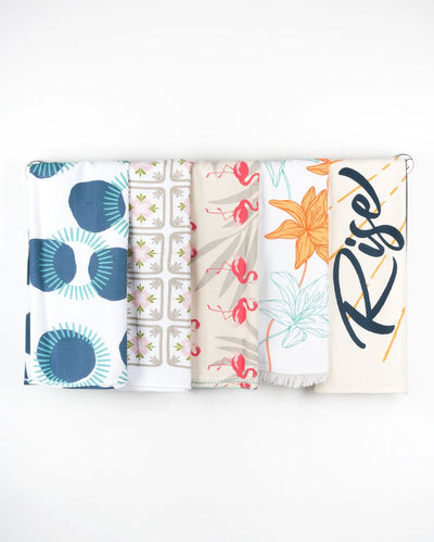 Soft & Bamboo Fiber Multicolor Printed Bath Towels | Set Of 5 | 55 x 28 inches