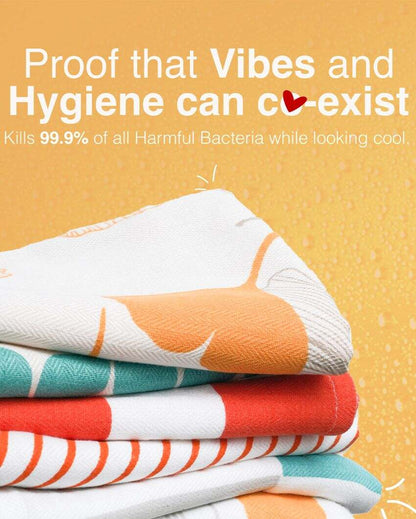 Soft & Bamboo Fiber Multicolor Printed Bath Towels | Set Of 5 | 55 x 28 inches