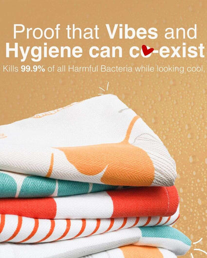 Ultra Soft Multicolor Printed Bath Towels | Set Of 5 | 55 x 28 inches