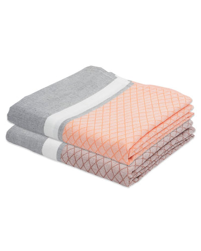 Orange Peel and Autumn Brown Brocade Bath Towels | 60 x 30 inches