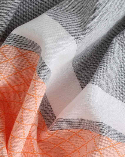 Orange Peel and Autumn Brown Brocade Bath Towels | 60 x 30 inches