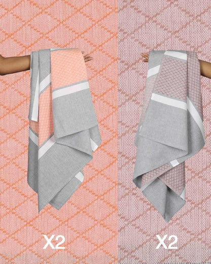 Orange Peel and Autumn Brown Brocade Bath Towels | 60 x 30 inches