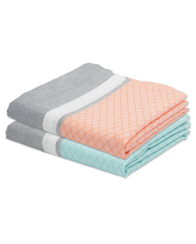 Orange Peel and Summer Green Brocade Bath Towels | 60 x 30 inches
