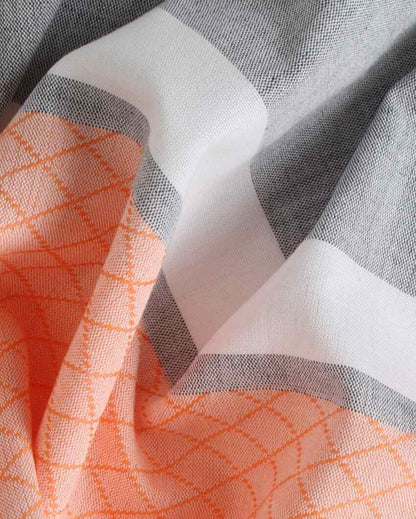 Orange Peel and Summer Green Brocade Bath Towels | 60 x 30 inches