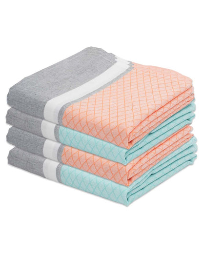Orange Peel and Summer Green Brocade Bath Towels | 60 x 30 inches