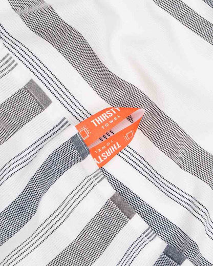 Forest Green and Denim Blue Cambric Multi-Stripe Bath Towels | 60 x 30 inches