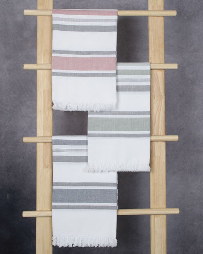 Multicolor Cambric Multi-Stripe Bath Towels | Set Of 6 | 60 x 30 inches
