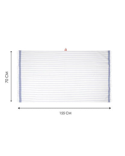 Forest Green and Denim Blue Cambric Pin-Stripe Bath Towels | 60 x 30 inches