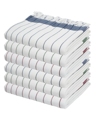 Soft Multicolor Cambric Pin-Stripe Bath Towels | Set Of 6 | 60 x 30 inches