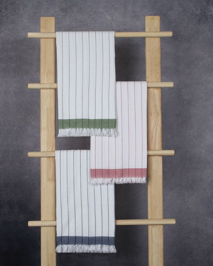 Soft Multicolor Cambric Pin-Stripe Bath Towels | Set Of 6 | 60 x 30 inches