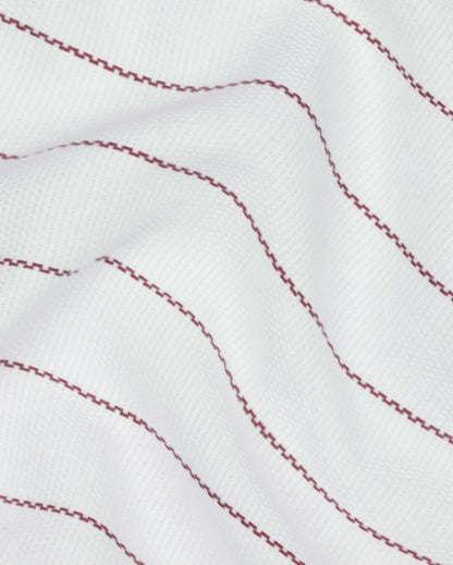Denim Blue and Merlot Mauve Cambric Pin-Stripe Bath Towels | 60 x 30 inches