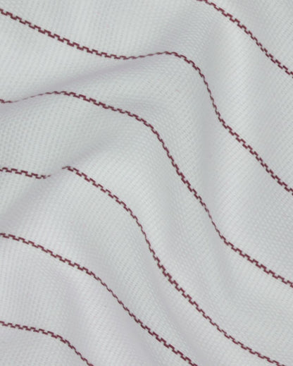 Denim Blue and Merlot Mauve Cambric Pin-Stripe Bath Towels | 60 x 30 inches