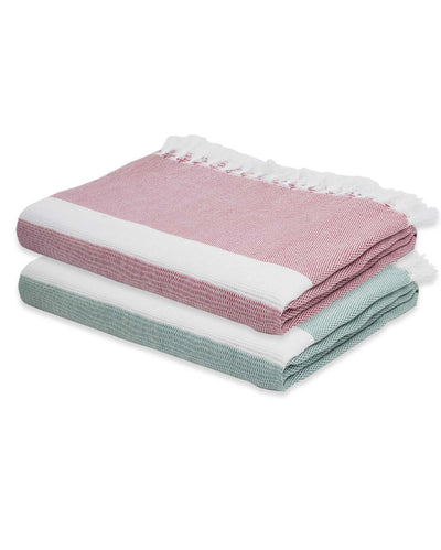 Solid Merlot Mauve and Forest Green Cambric Bath Towels | 60 x 30 inches