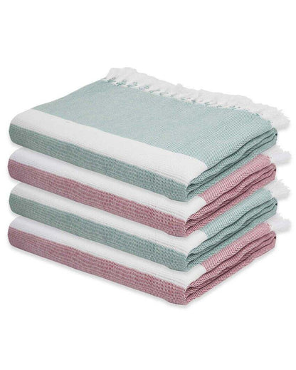 Solid Merlot Mauve and Forest Green Cambric Bath Towels | 60 x 30 inches