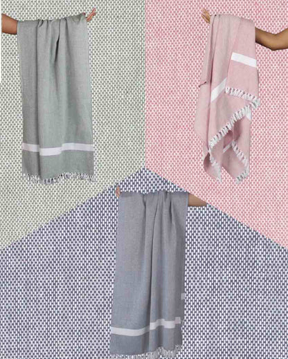 Multicolor Cambric Solid Bath Towels | Set Of 6 | 60 x 30 inches