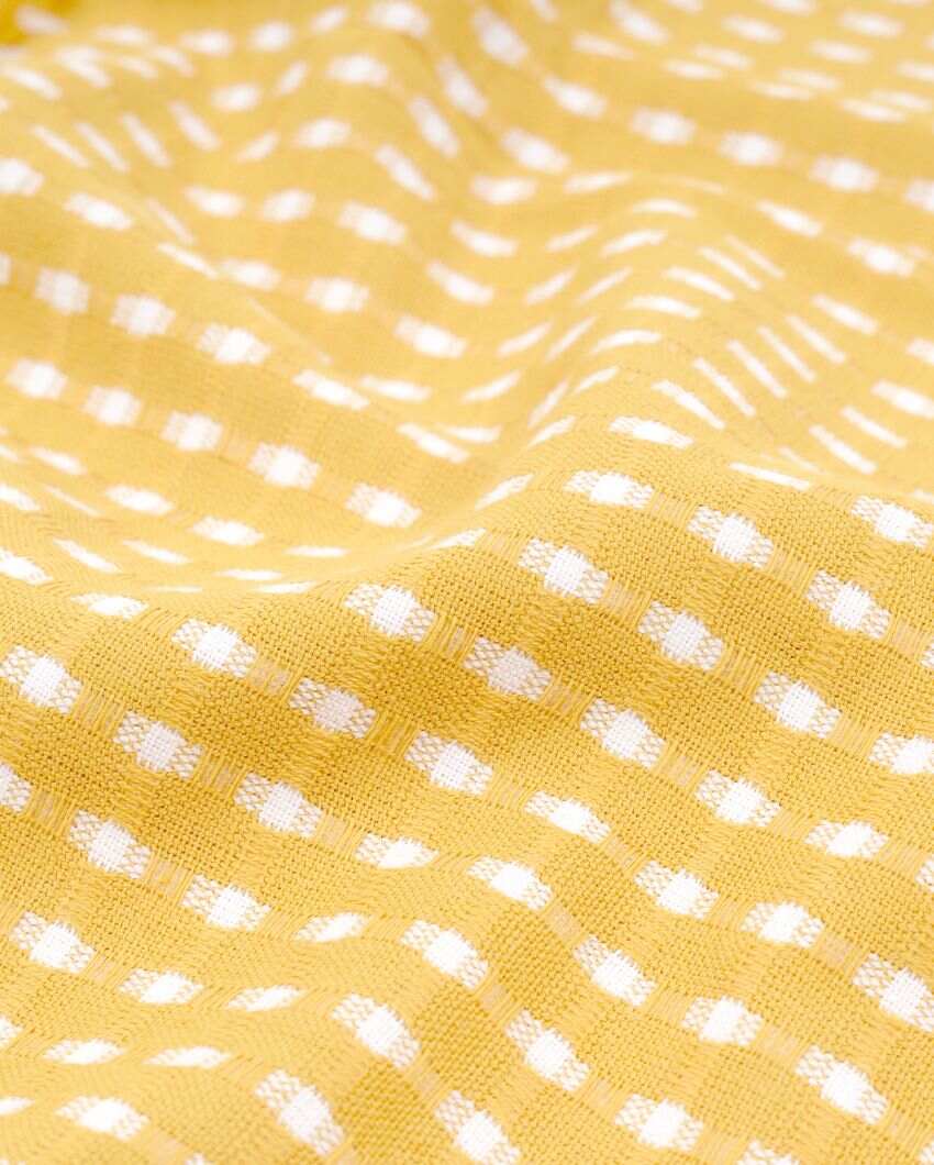 Summer Yellow and Persian Blue Honey Comb Bath Towels | 60 x 30 inches