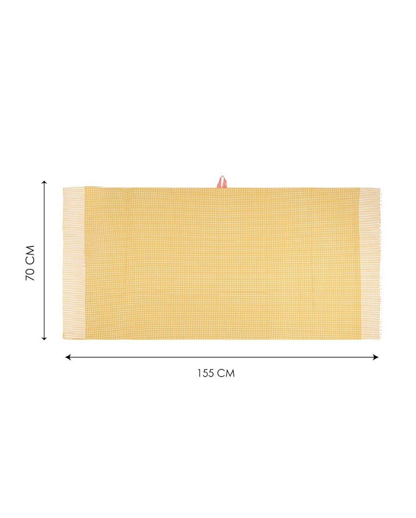 Summer Yellow and Persian Blue Honey Comb Bath Towels | 60 x 30 inches