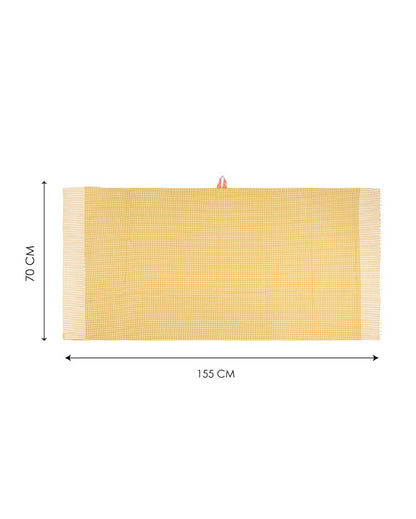 Summer Yellow and Persian Blue Honey Comb Bath Towels | 60 x 30 inches