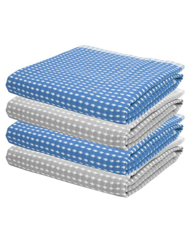 Persian Blue and Steel Grey Honey Comb Bath Towels | 60 x 30 inches