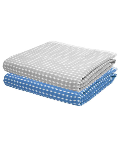 Persian Blue and Steel Grey Honey Comb Bath Towels | 60 x 30 inches